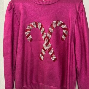 Queen of Sparkles Pink Candy Cane Sweater